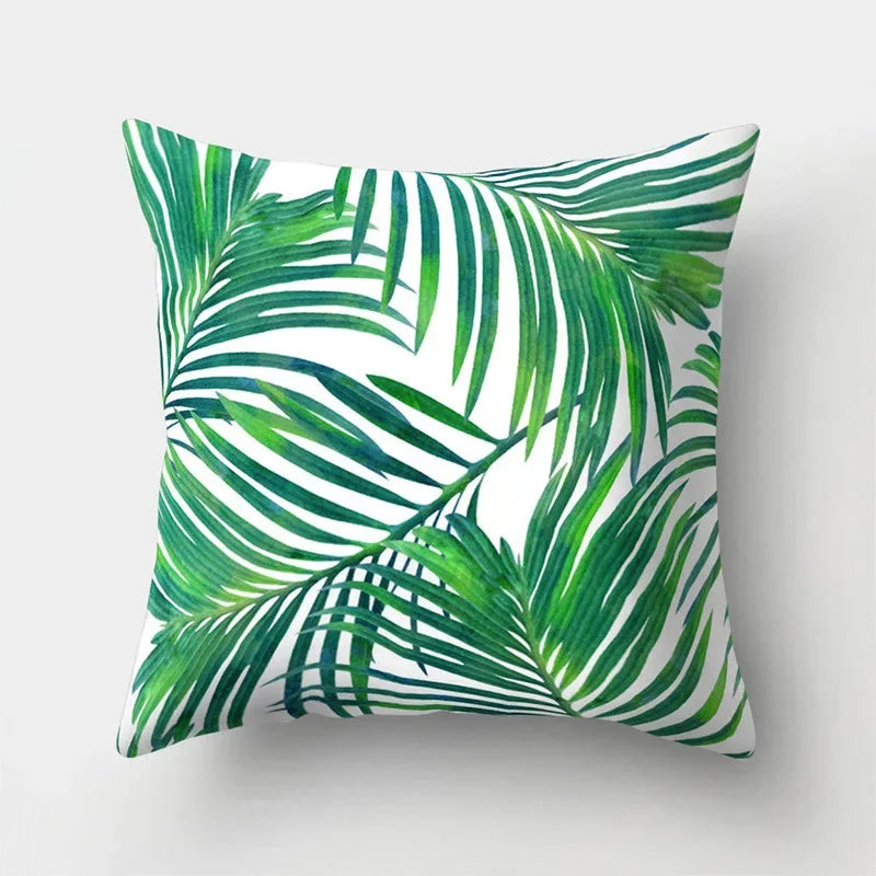 Tropical Leaf Cactus Double-sided Plush Throw Pillow