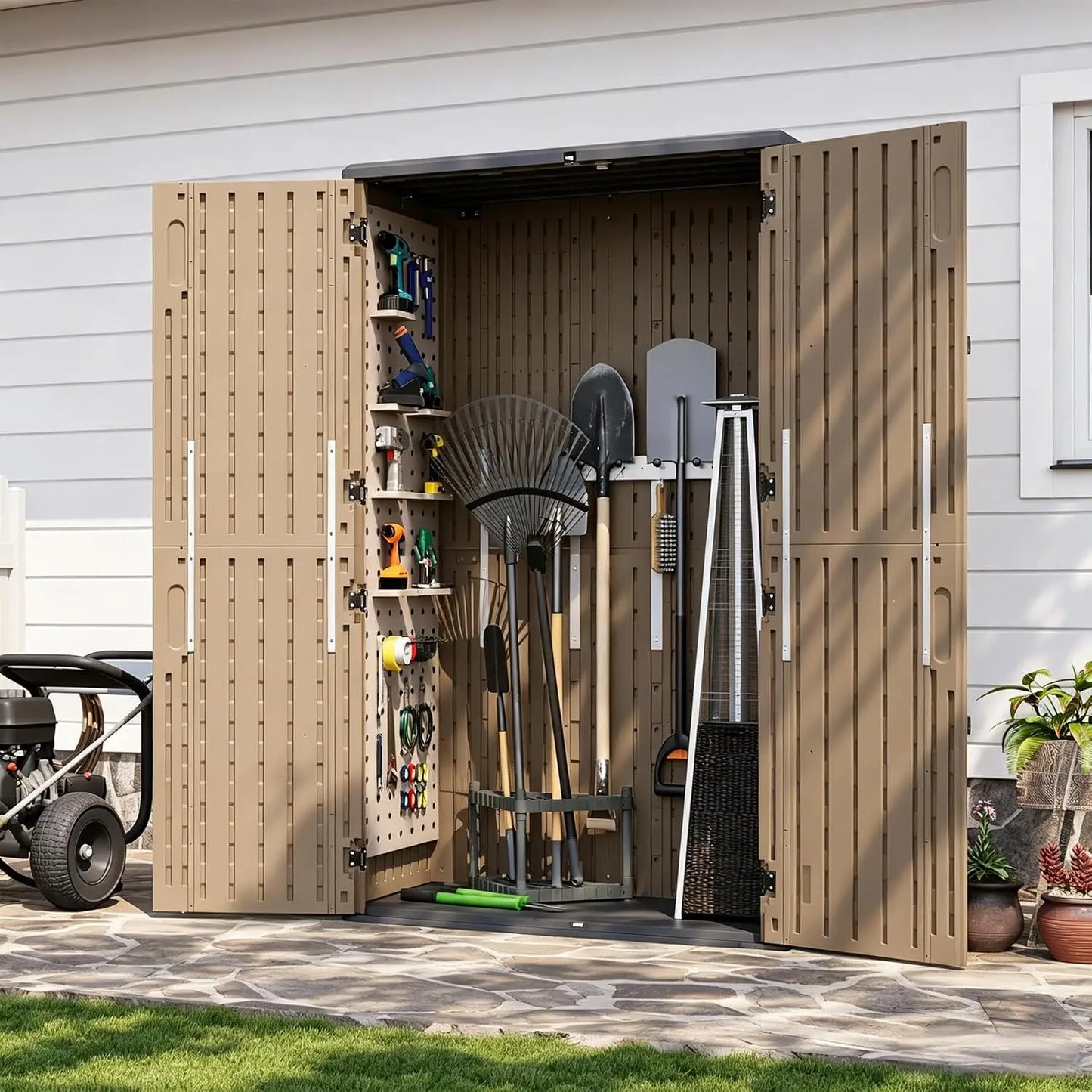 Large 64 Cu Ft Resin Outdoor Storage Shed With Floor