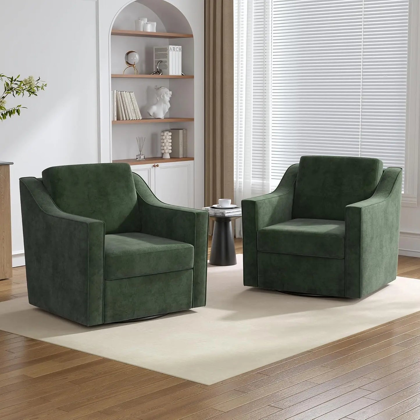 Upholstered Club Armchairs Set of 2 Chenille Fabric