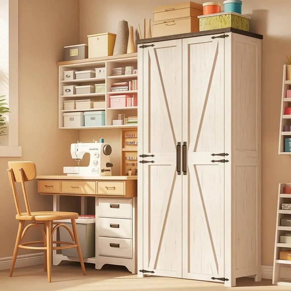 Craft Storage Cabinet With LED Lights Sewing Organizer For Office