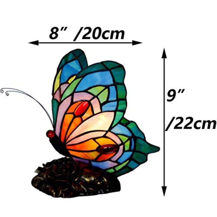 L10040 Butterfly Tiffany Style Stained Glass Accent Table Lamp