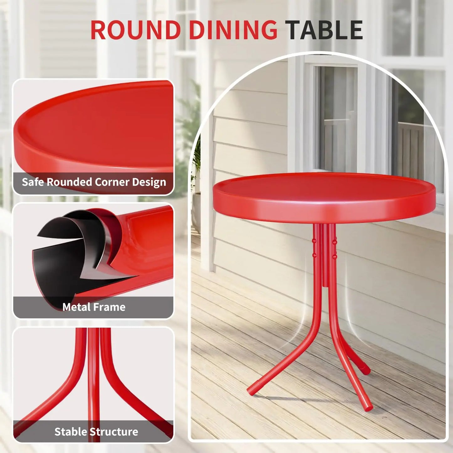 3 Piece Bistro Set, Anti-Rust Table and Chairs Set of 2, Waterproof Retro Metal Chairs for Outdoor, Customized