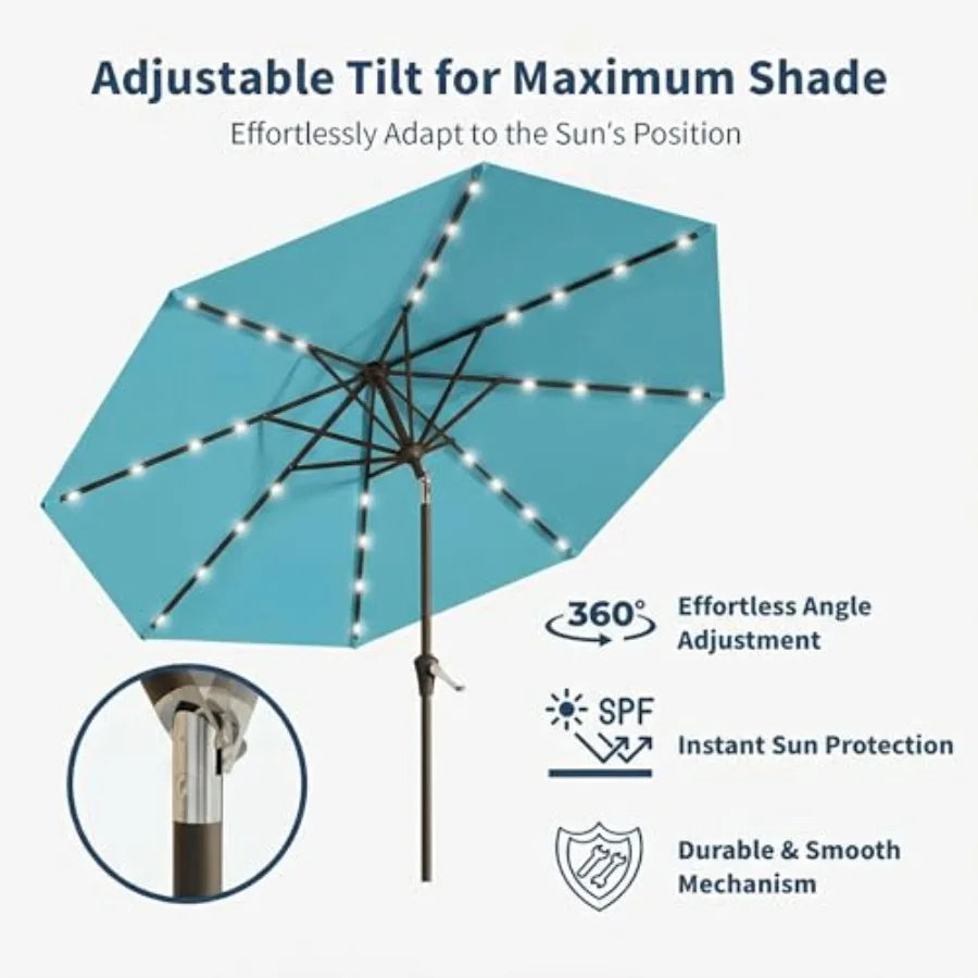 Solar LED Patio Umbrella With Tilt Crank 32 LED Lights