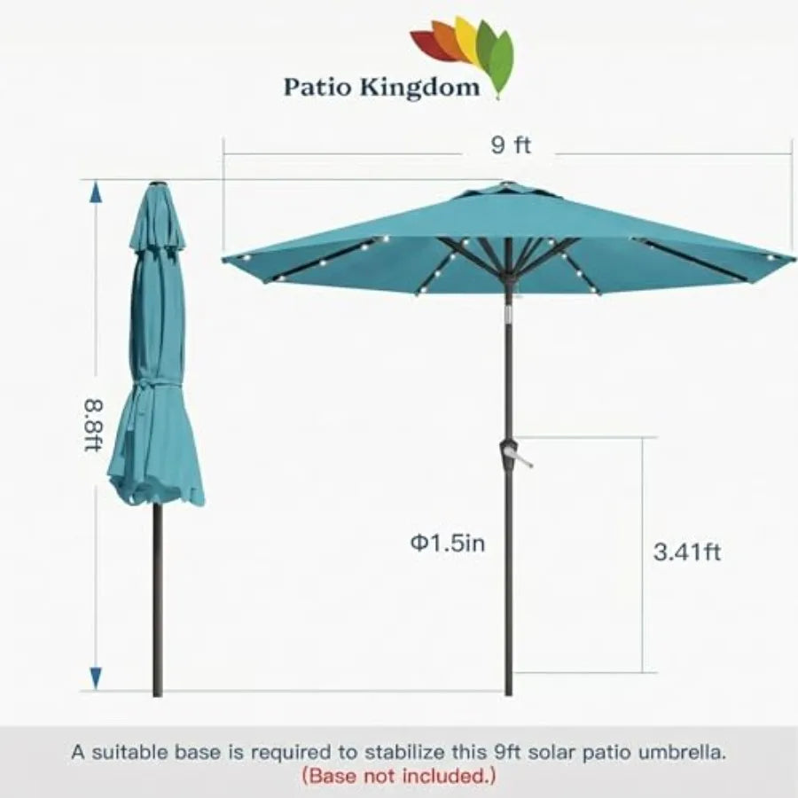 Solar LED Patio Umbrella With Tilt Crank 32 LED Lights
