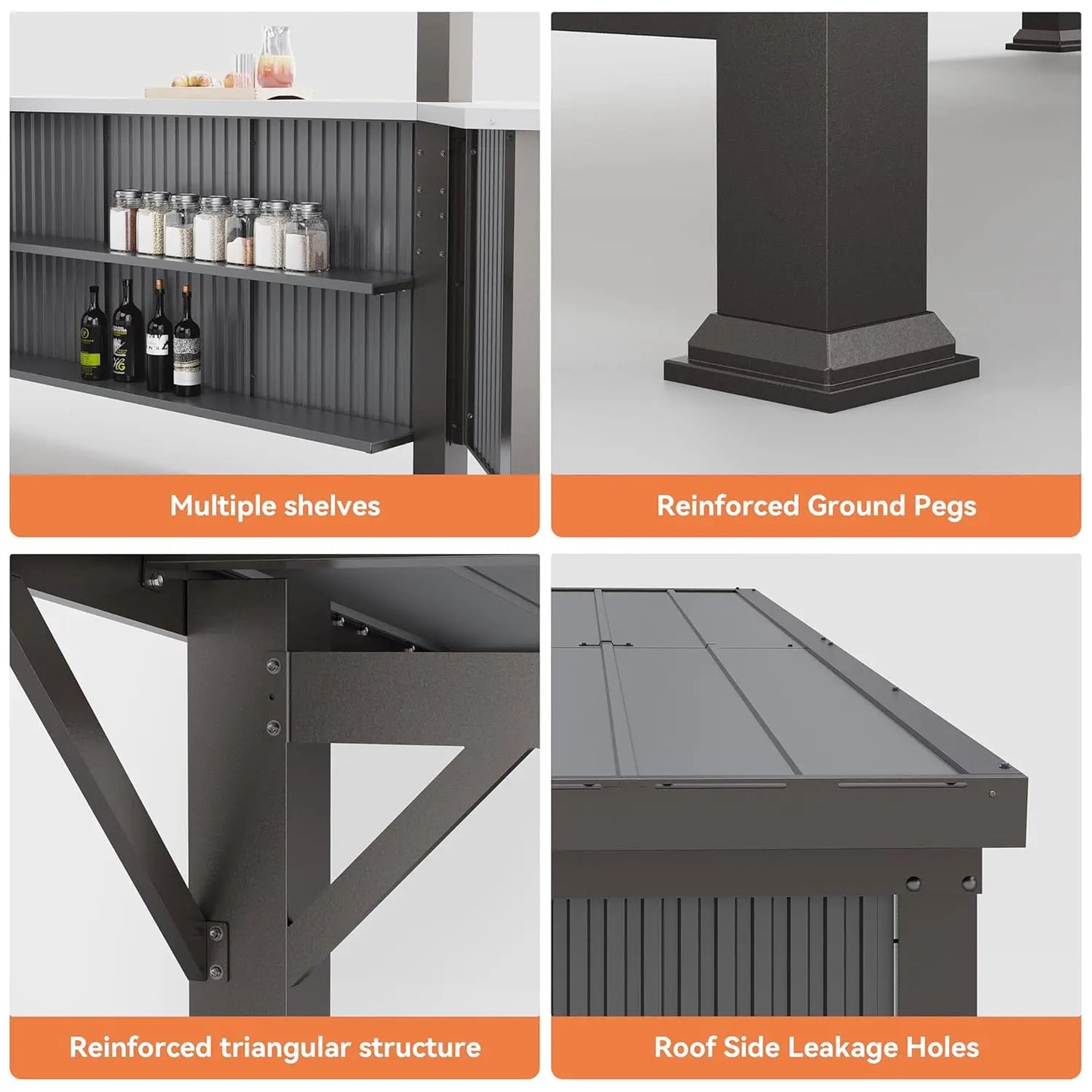 Hardtop Gazebo Waterproof Steel Frame For Patio Garden