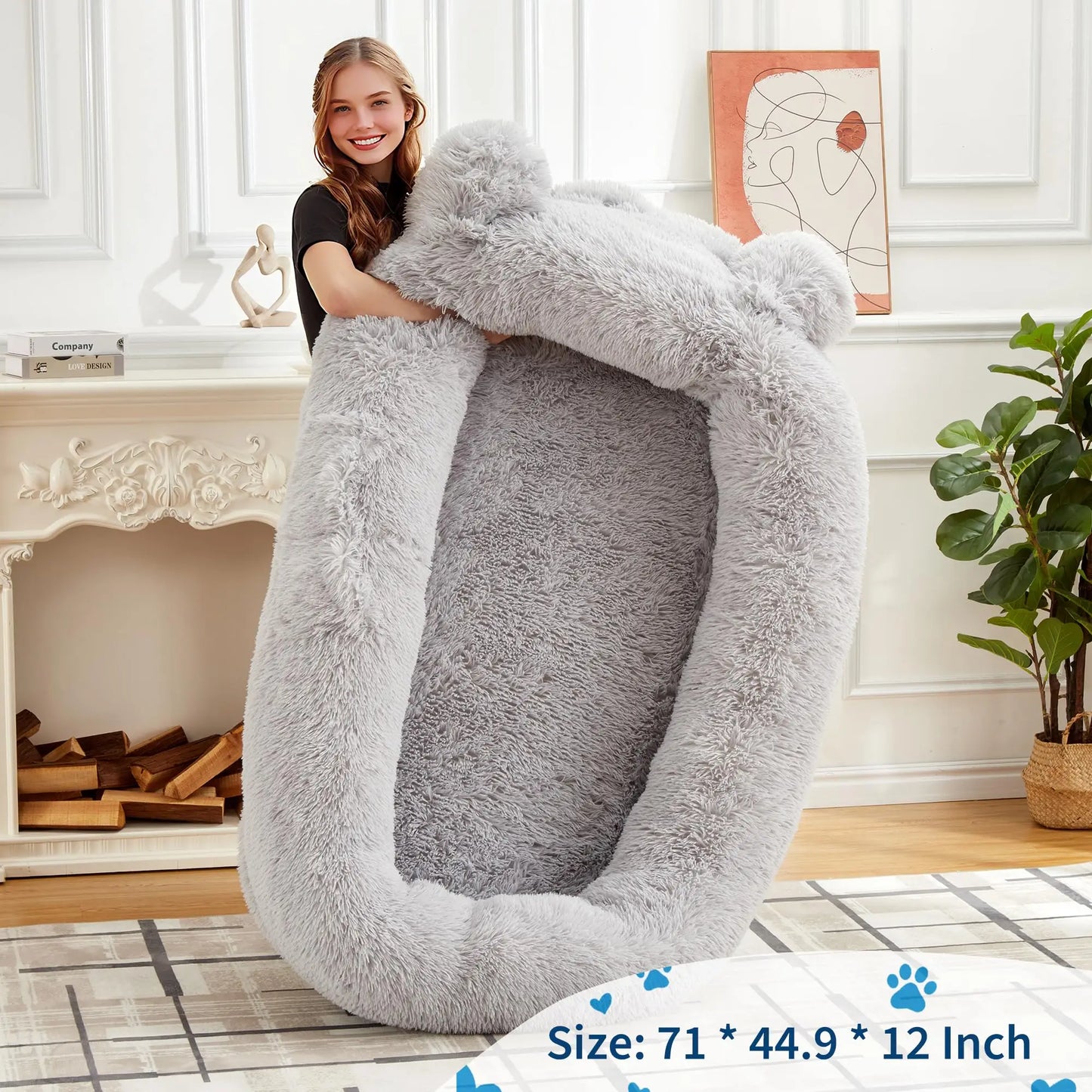 HiMISS Adult Dog Bed With Removable Cover And Blanket