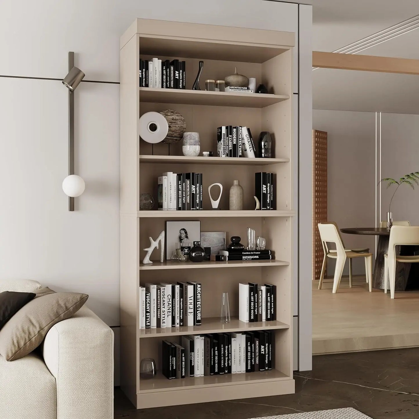 Stackable 6 Tier Solid Wood Bookcase Open Display Shelf
