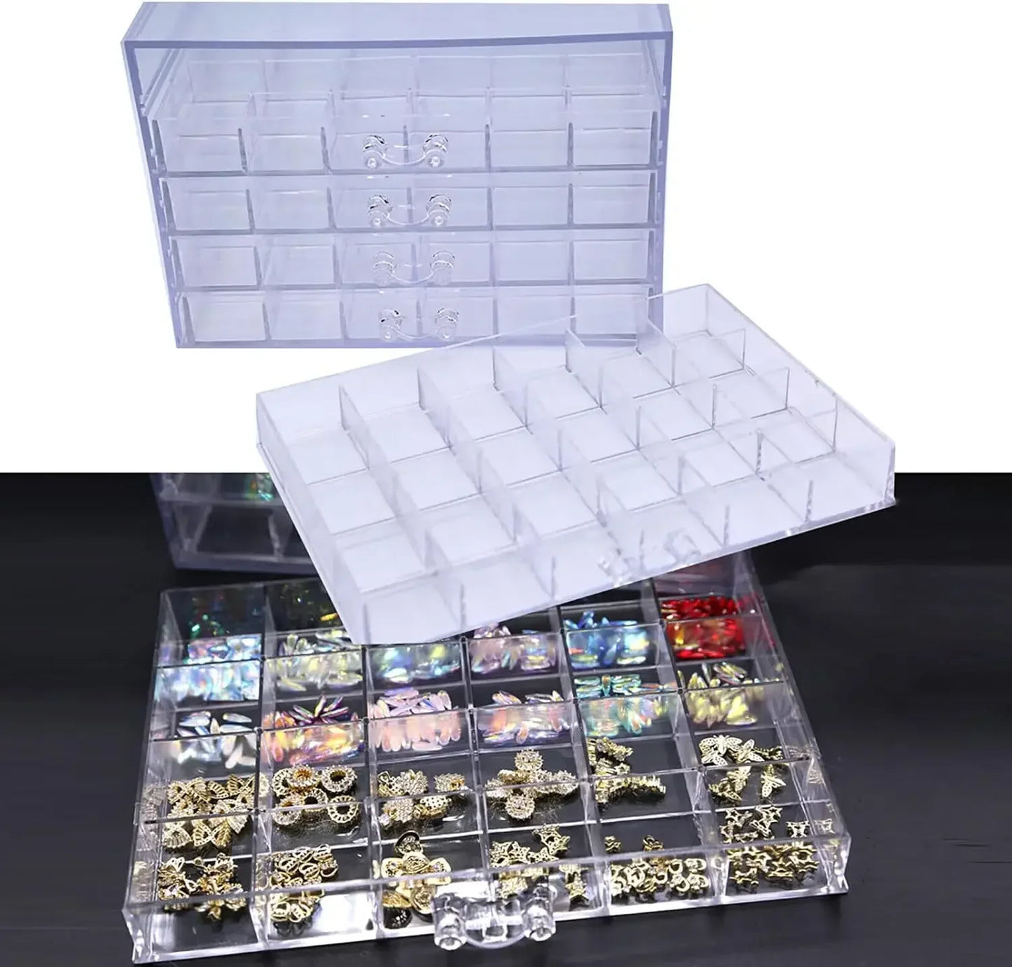 Acrylic Nail Art Organizer 120 Compartments 5 Tier Drawer Box