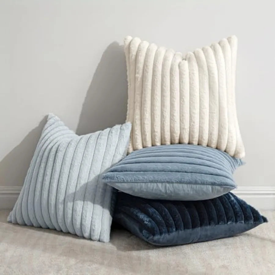 Faux Fur Plush Premium Pillowcases Set of 4 for Sofa
