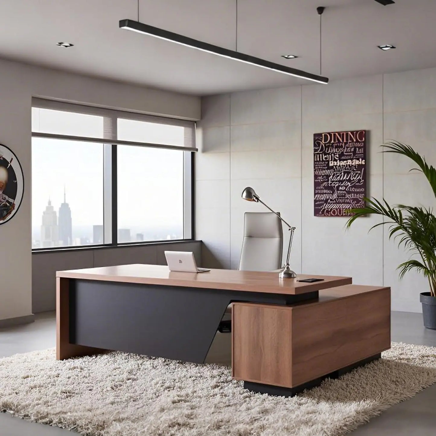 L Shaped Executive Desk With Reversible Storage And Power Hub