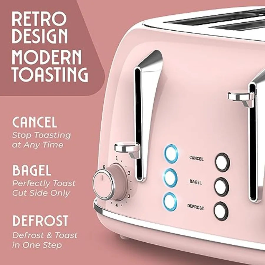 Mueller Retro Toaster with Extra Wide Slots Bagel Defrost and Cancel Function 6 Browning Levels Dual Independent Controls Remov