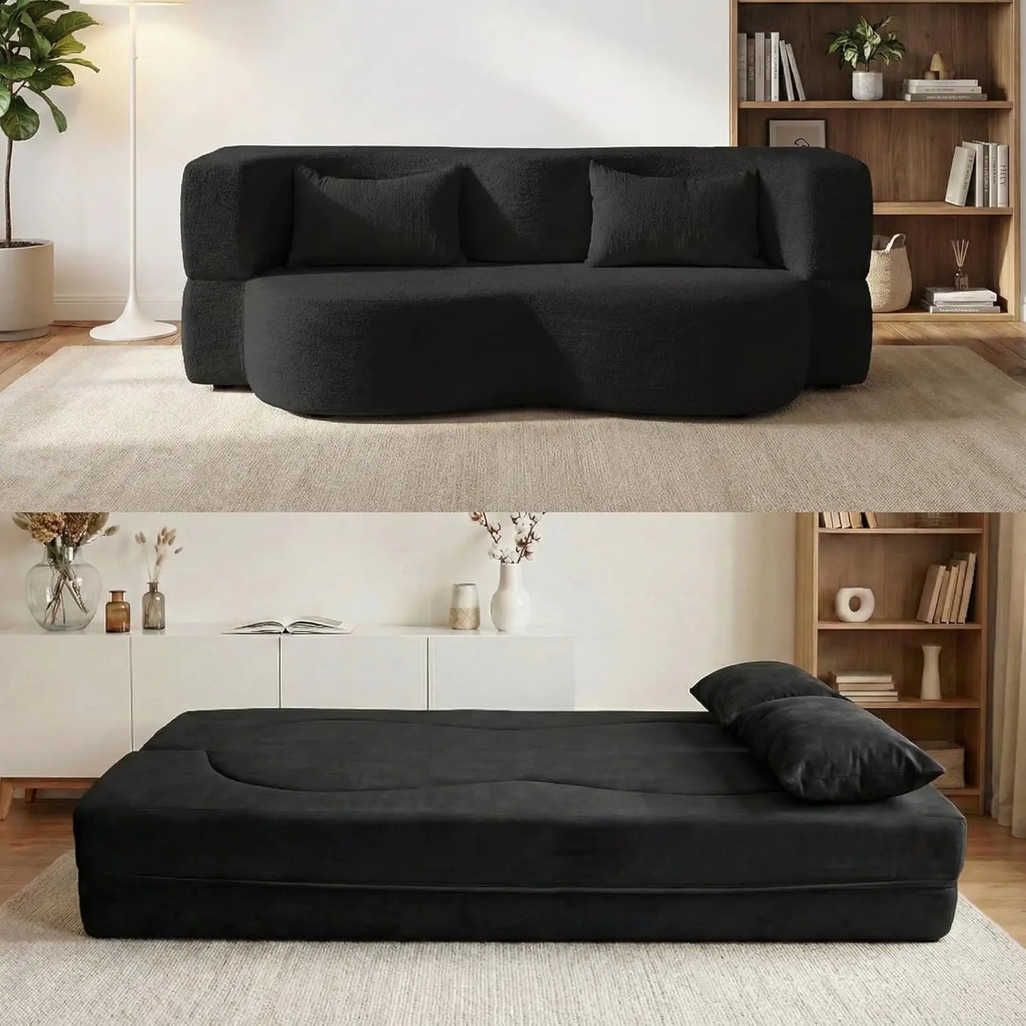 Convertible Sofa Bed 2 In 1 Fabric Folding Couch Mattress