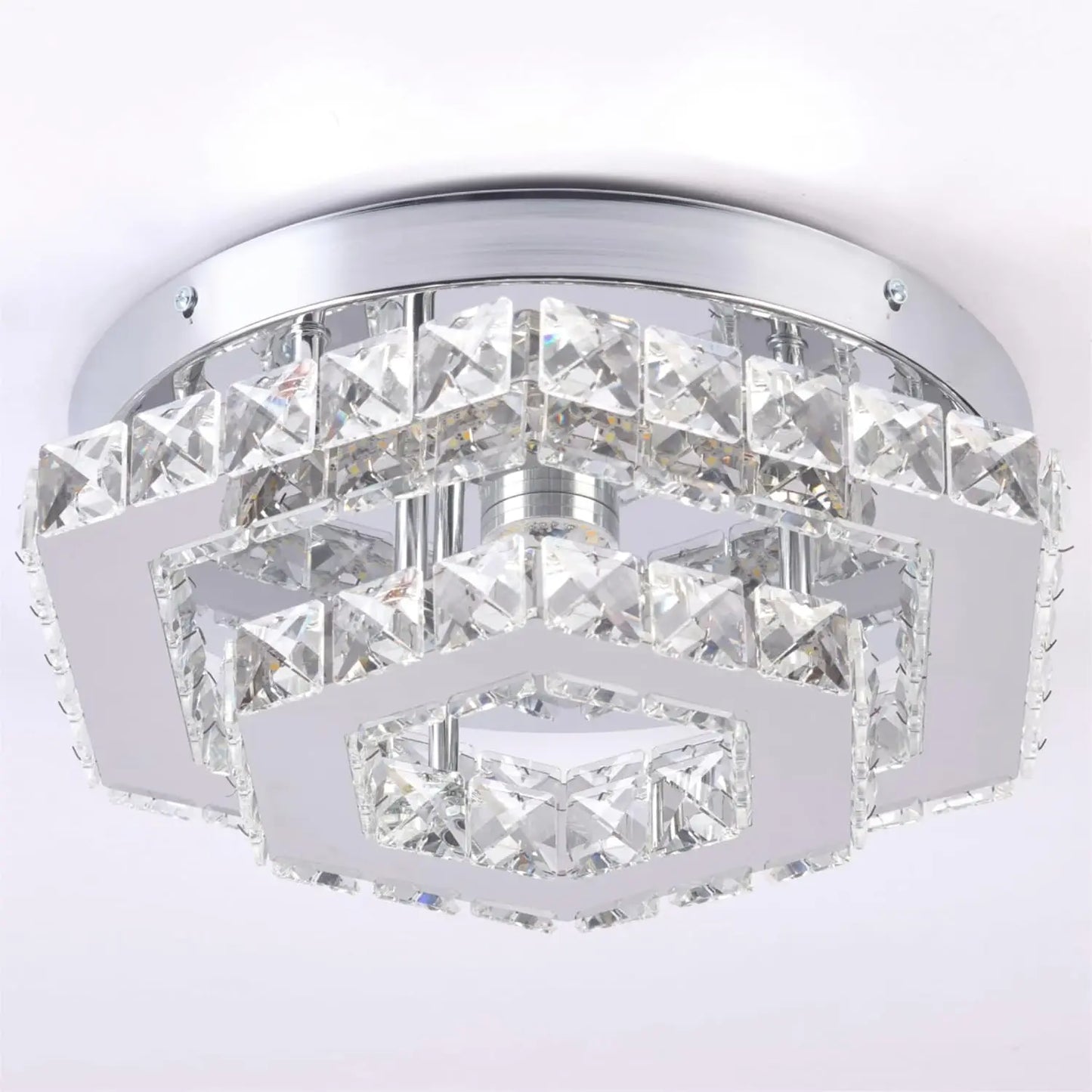 Frixchur Modern LED Crystal Flush Mount Ceiling Light