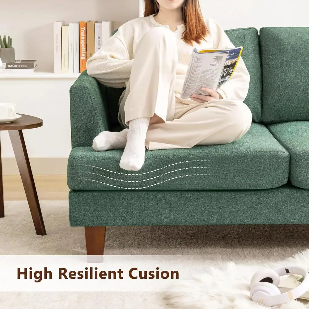 3 Seater Century Style Sofa, 89 Large Upholstered Couch with Deep Seating and Comfortable Armrests for Living Room