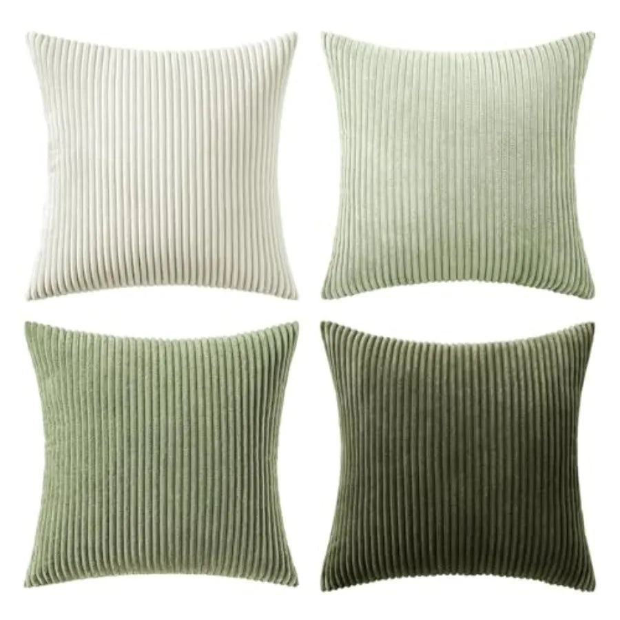 Boho Farmhouse Throw Pillow Covers 4 Pack Corduroy Cushion Covers For Couch