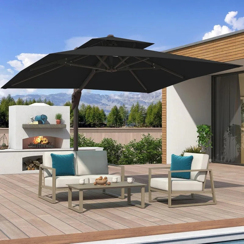 Cantilever Patio Umbrella Double Top 7 Tilt 360 Rotation Offset