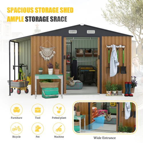 Oversized Outdoor Metal Storage Shed With Lockable Doors
