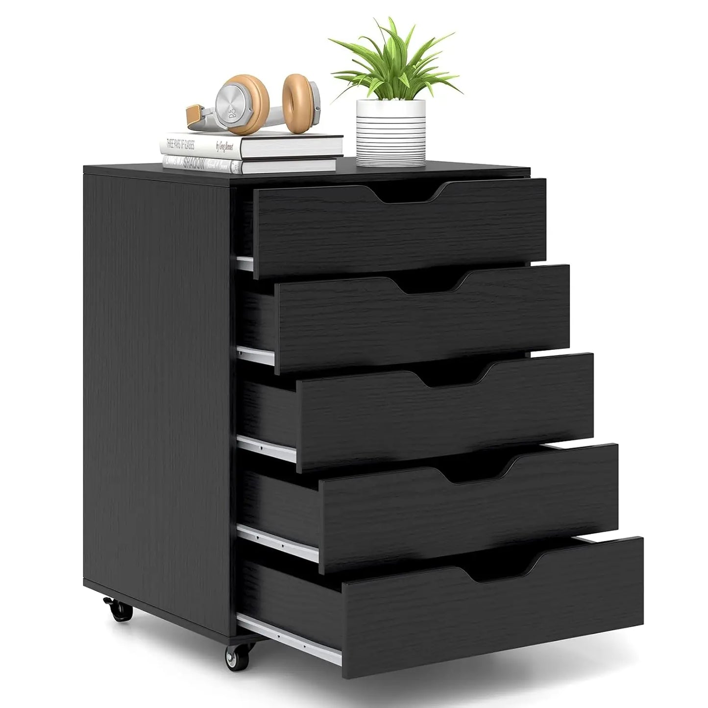 Mobile File Cabinet On Wheels Five Drawer For Home Office