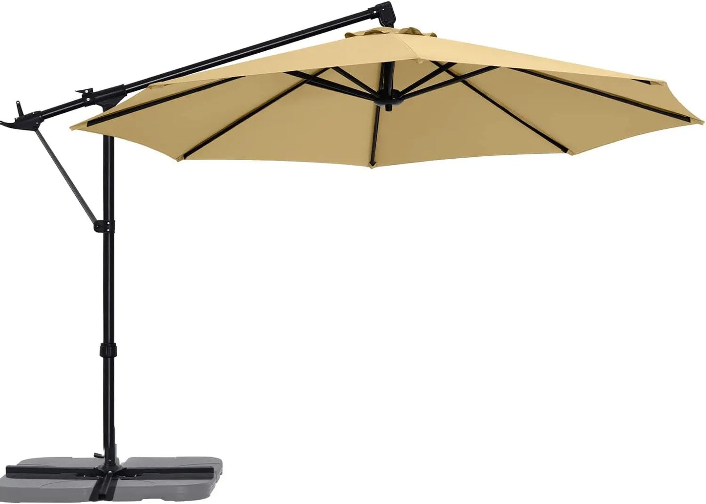 Cantilever Patio Umbrella With Base Stand and Offset Hanging, 360 Rotation Tilt