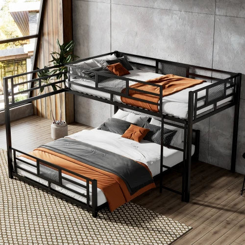 L Shaped Metal Bunk Bed With Sturdy Construction Durable