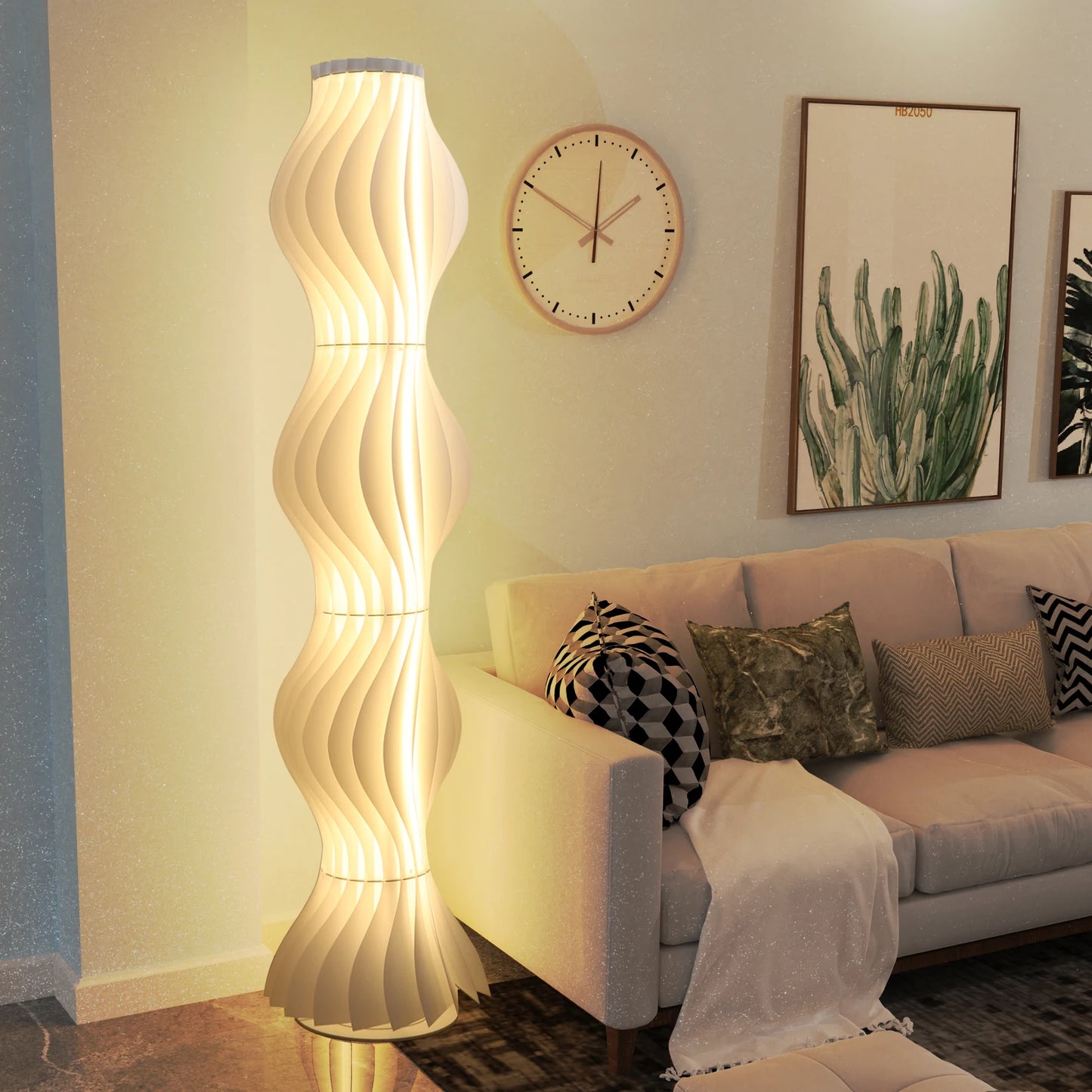 Floor Lamp With Pleated Shade Nordic Style For Living Room
