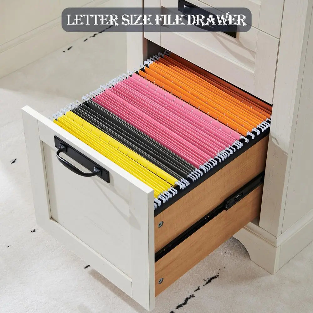 QWC Farmhouse Executive Desk With Drawers And Charging Station