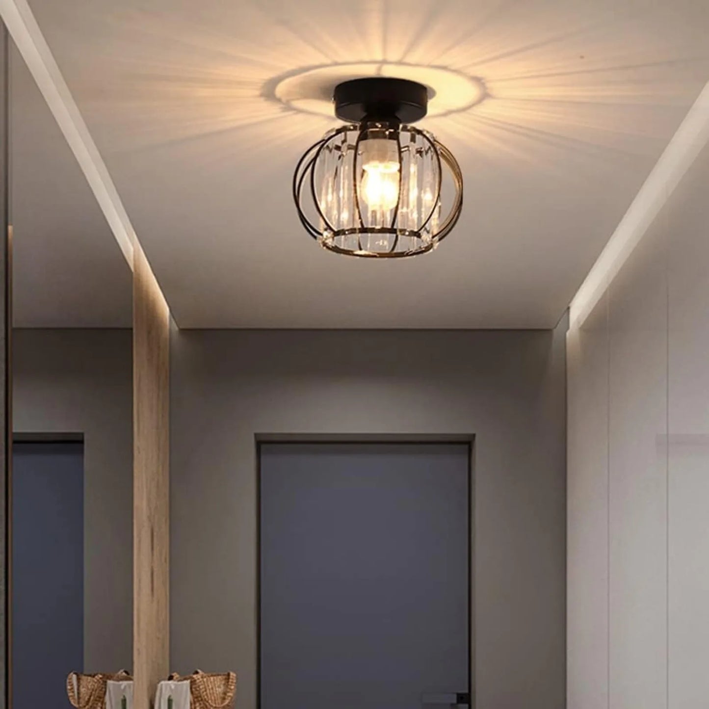 Modern Semi Flush Mount Ceiling Light Fixture Crystal Chandelier Indoor
