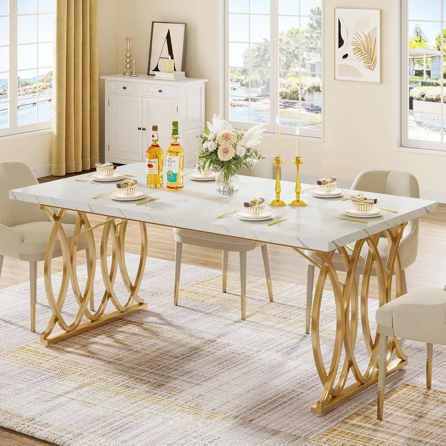 LITTLE TREE Modern Dining Table Rectangular Kitchen And Dining Furniture