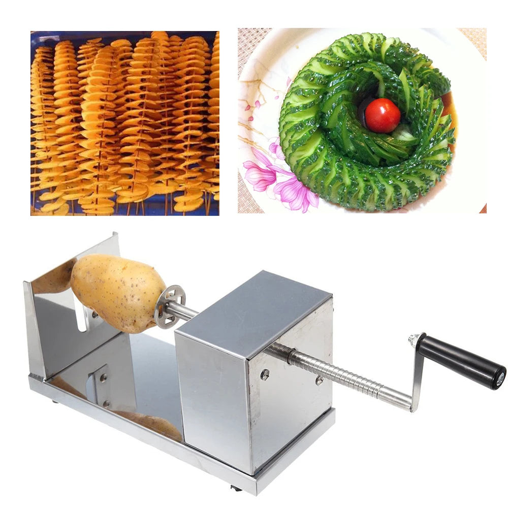 Stainless Steel Spiral Potato Chips Maker And Fruit Slice Cutter