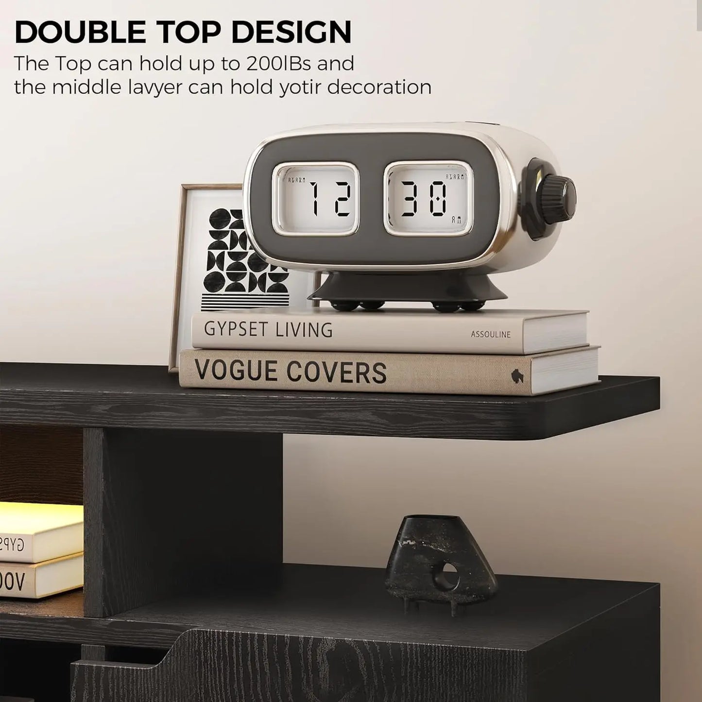 IRONCK TV Stand With Power Outlet And LED Lights Cabinets