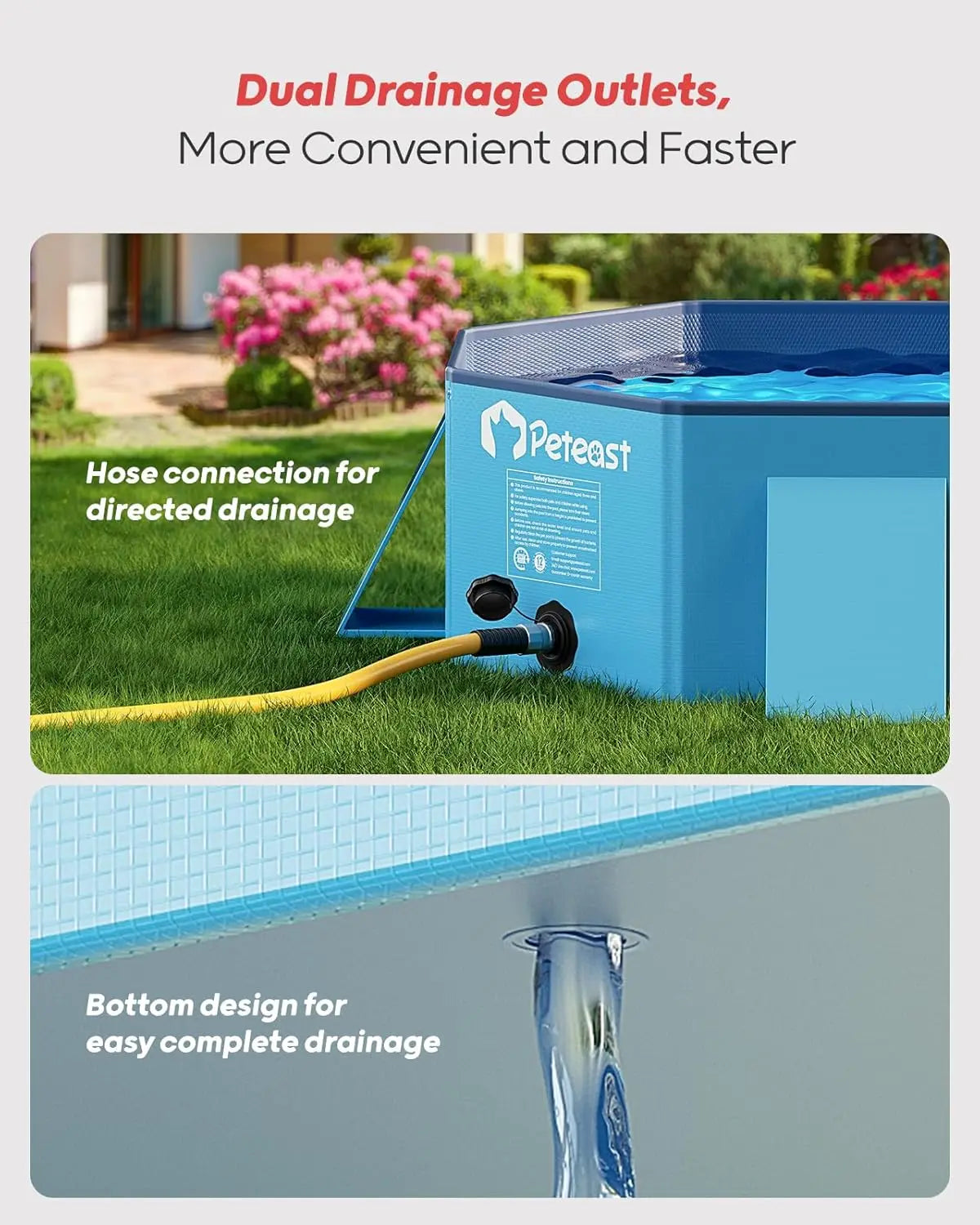 Foldable Dog Pool 82"x46"x12" Extra Large Portable Pet Bathtub with Reinforced Sidewalls, Durable Square Design for Indoor & Outdoor Use (Blue)