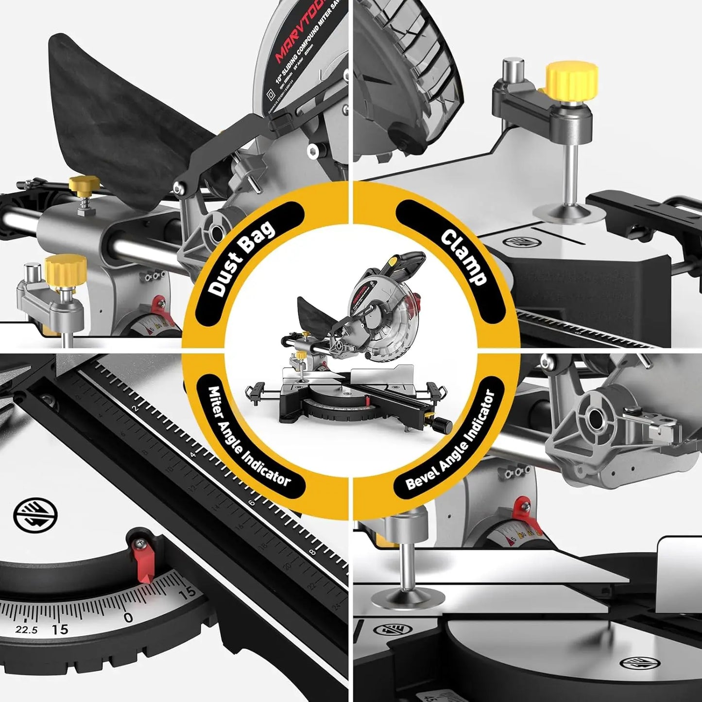 Marvtool JS1207C3 Sliding Compound Miter Saw 15 Amp