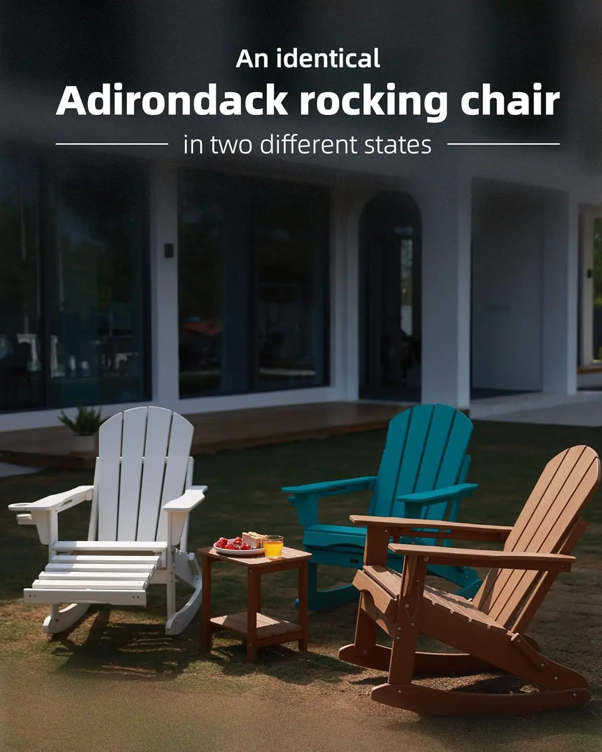 Folding Adirondack Rocking Chair 4 In 1 Multifunctional Patio Ottoman