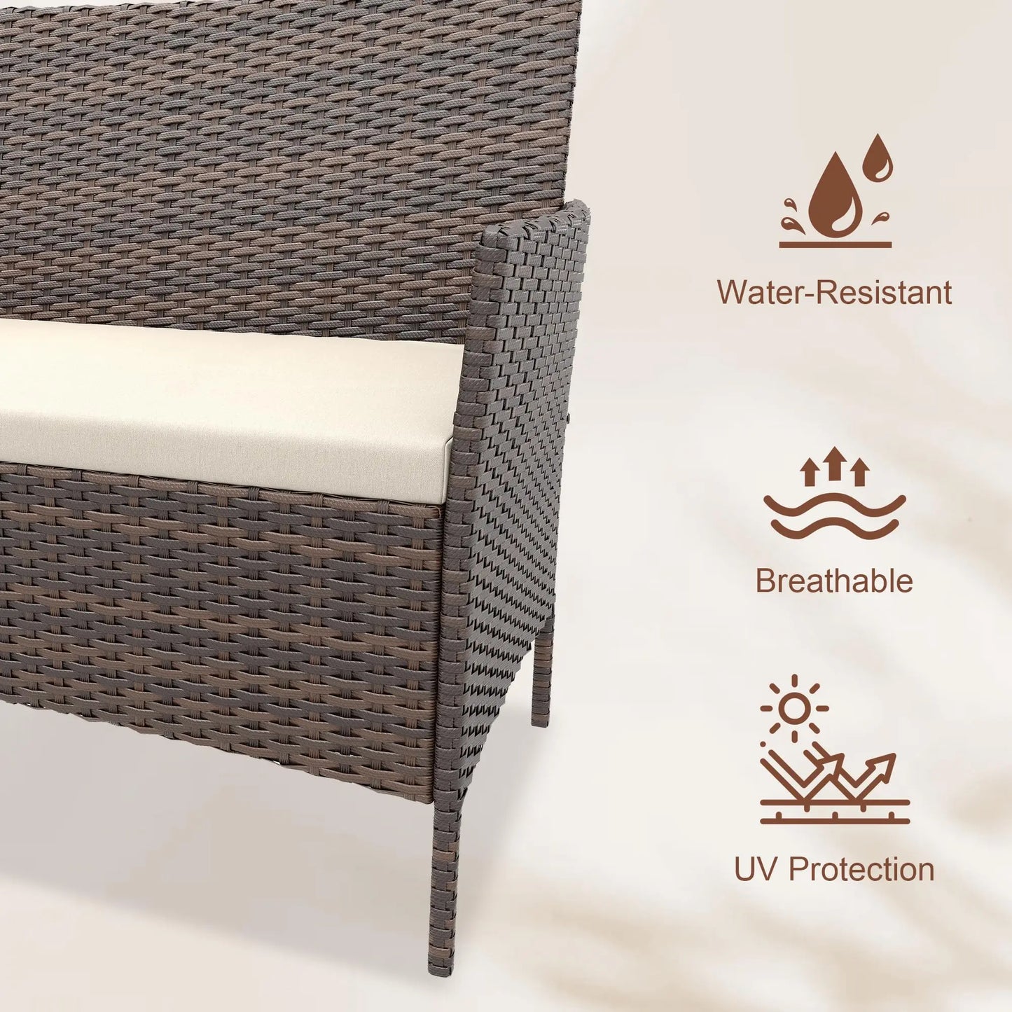 HiMISS 4 Piece Rattan Patio Bistro Furniture Set With Cushioned Sofa