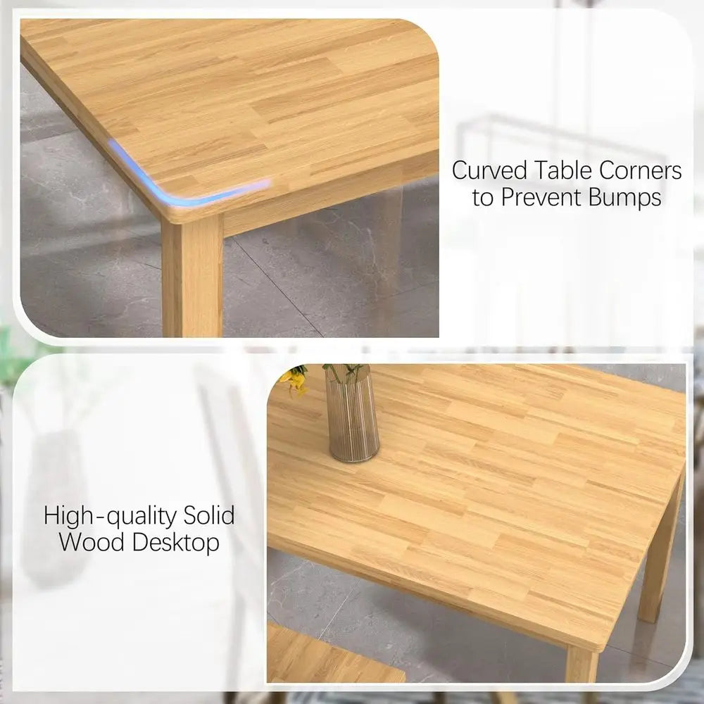 Solid Wood Modern Dining Table Set With 4 Chairs Durable