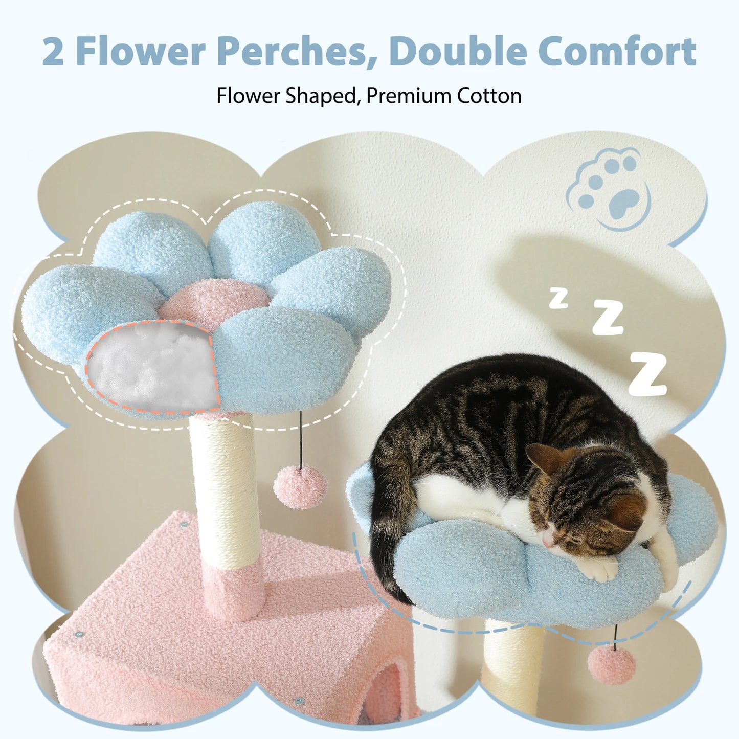 PETEPELA Cat Tree Tower With Sisal Posts Hammocks And Condos