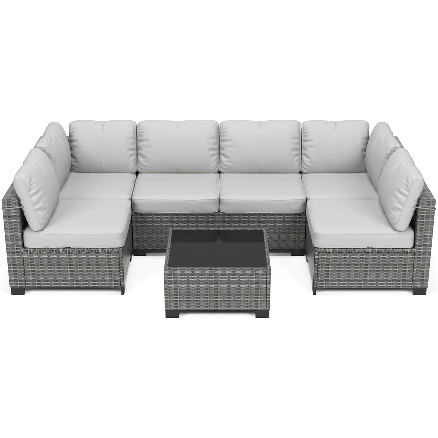 HobbyLane 7 Piece Modular Outdoor Rattan Wicker Sofa Set