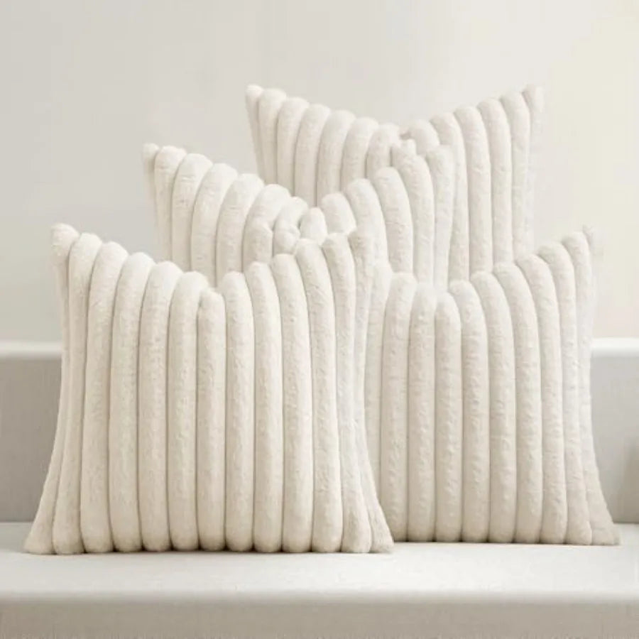 Faux Fur Plush Premium Pillowcases Set of 4 for Sofa
