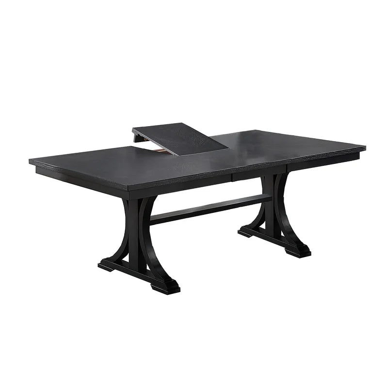 Trestle Base Dining Table With Fabric Chairs Modern Set