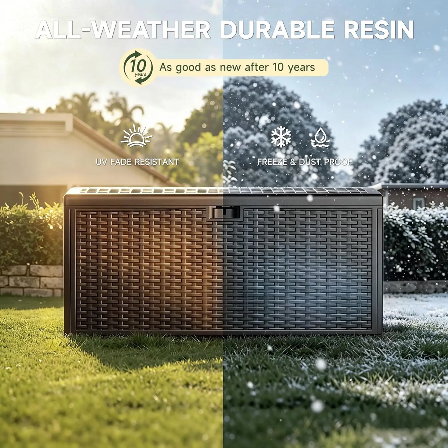 Lockable UV Resistant Resin Deck Storage Box For Patio Garden
