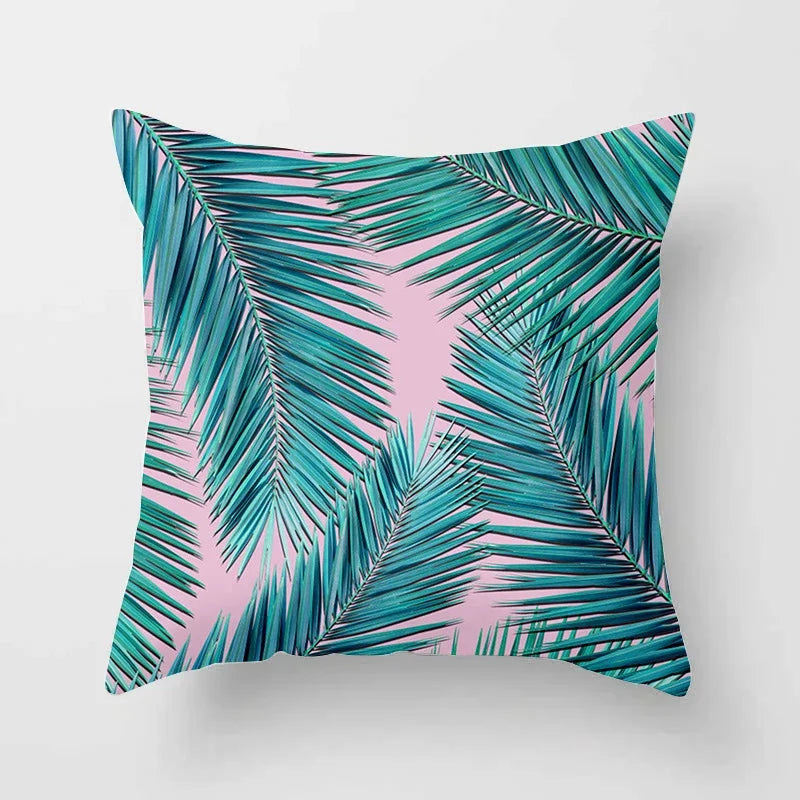 Tropical Leaf Cactus Double-sided Plush Throw Pillow