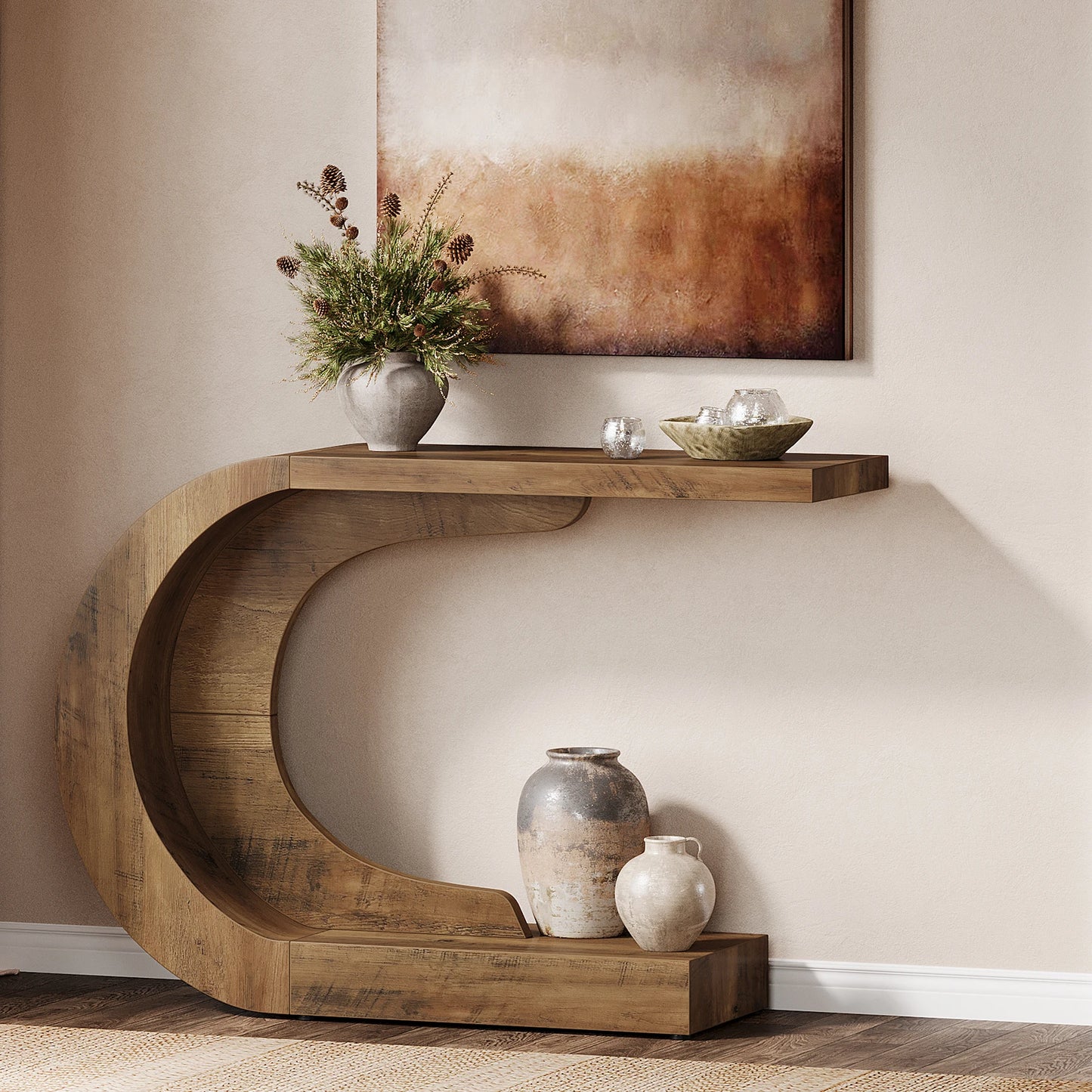 Tribesigns Mid Century Modern Oval Console Table