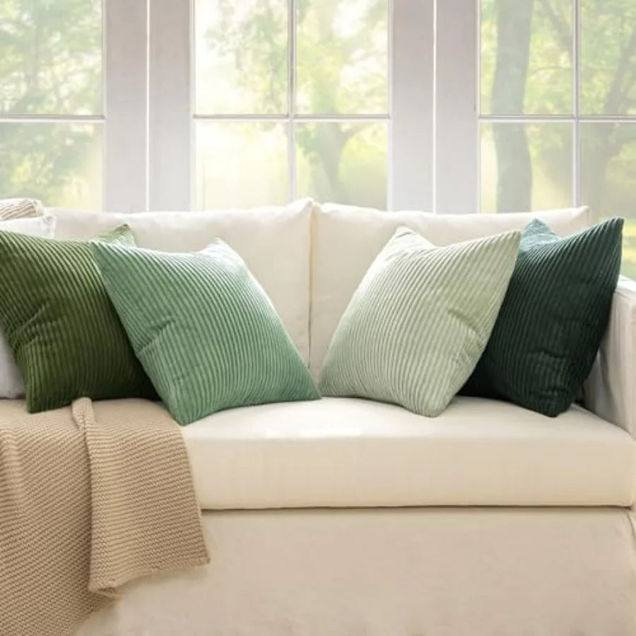 Boho Farmhouse Throw Pillow Covers 4 Pack Corduroy Cushion Covers For Couch