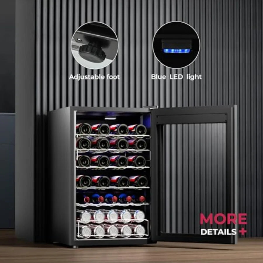 Wine Cooler Refrigerator Freestanding Mini For Red White Champagne Adjustable