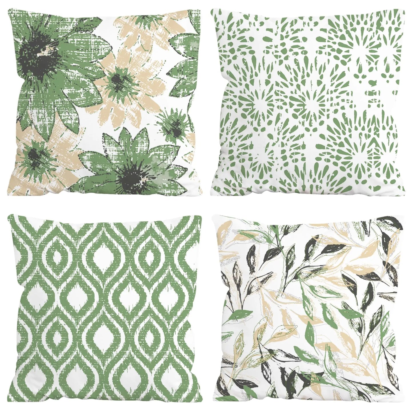Boho Sage Floral Throw Pillow Covers Decor