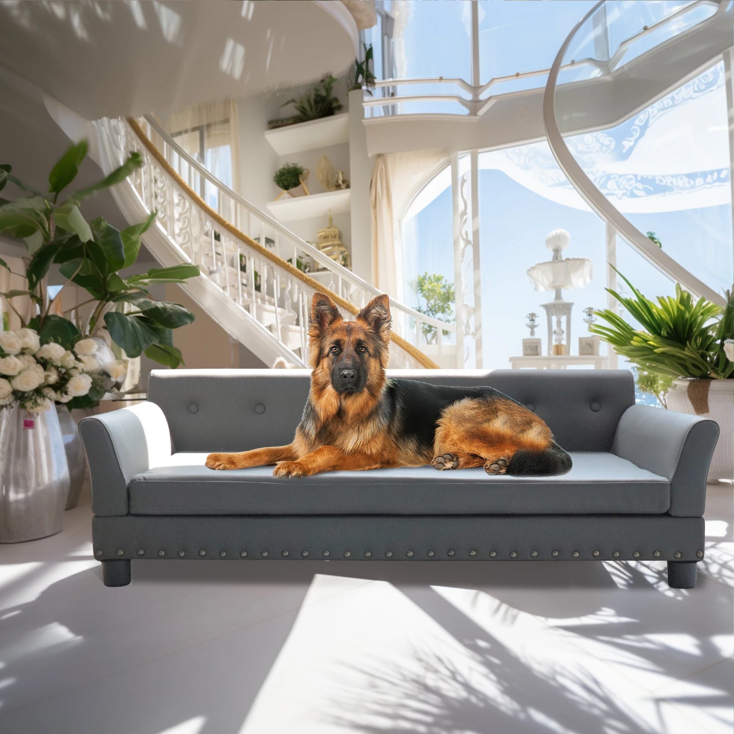 BINGOPAW Elevated Rectangle Dog Bed for Medium and Large Dogs