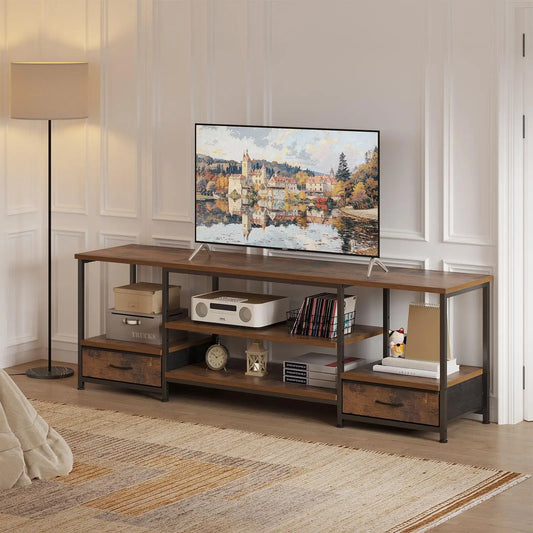 JHK Wooden TV Stand Entertainment Center With Adjustable Shelf Storage