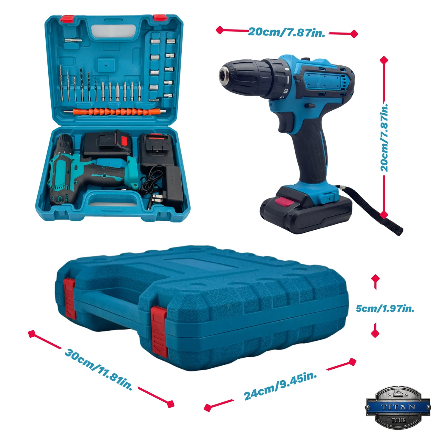 21V Cordless Drill Driver with 2 Batteries, Electric Screwdriver Set, 6 Speed, 18+1 Torque, Power Drill with Drill Bits Kit for