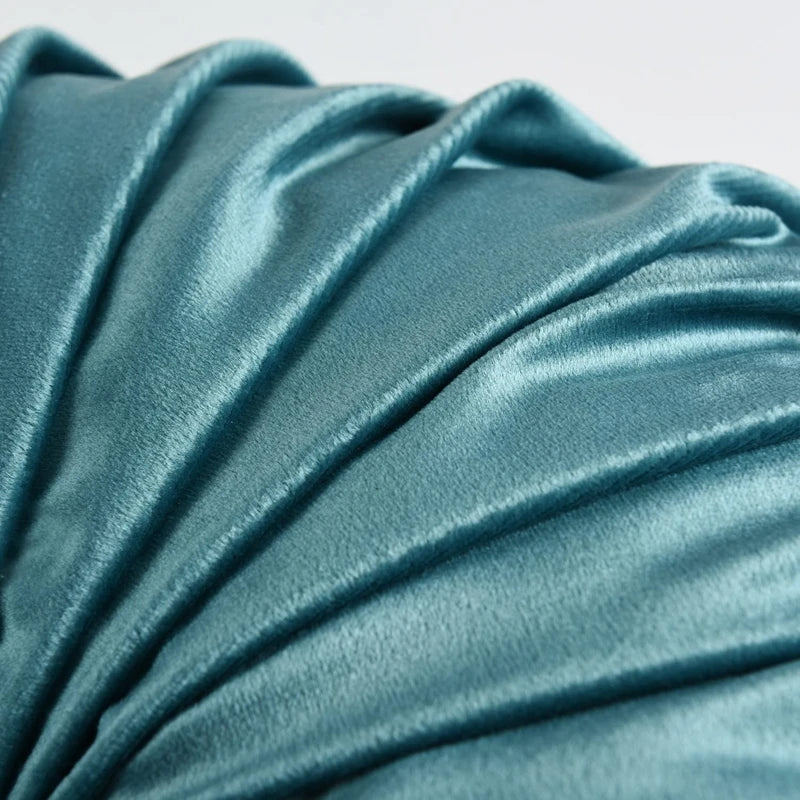 Round Velvet Pleated Decorative Throw Pillow