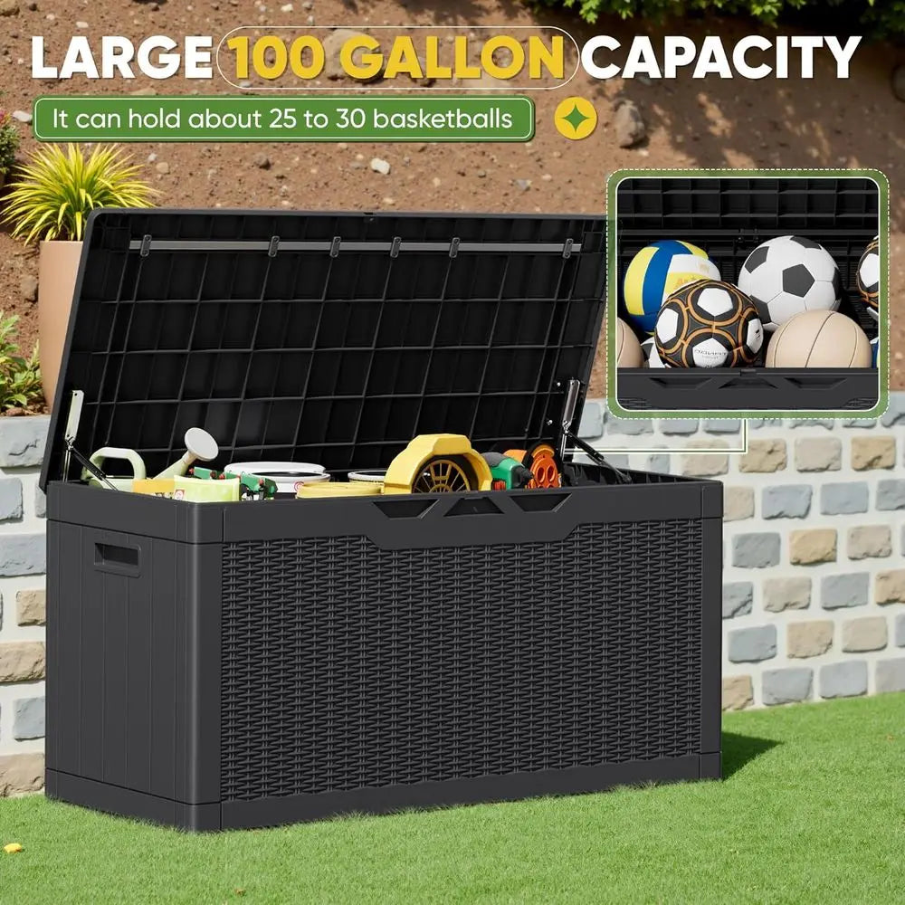 Outdoor Storage Box With Lock Waterproof UV Resistant Lid